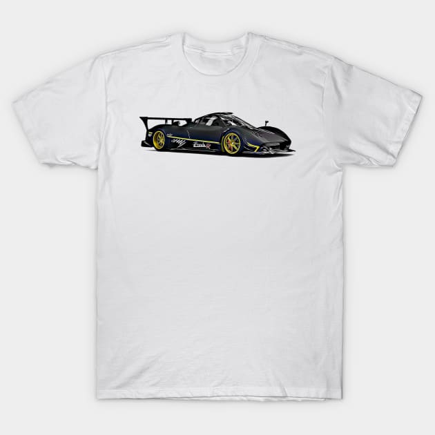 Pagani Zonda R Supercar Racing Cartoon T-Shirt by Auto-Prints